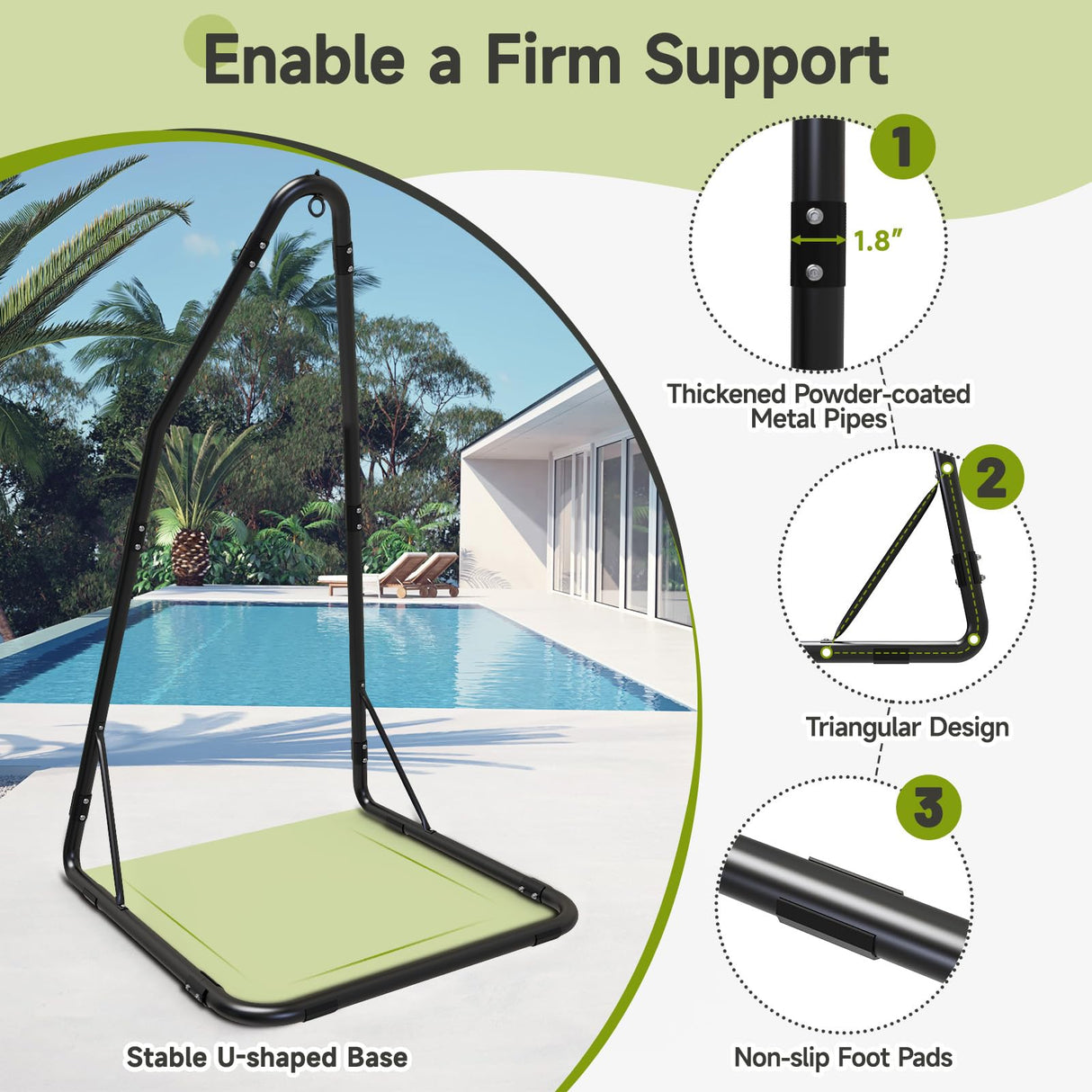 C Hammock Chair Stand, Heavy Duty Hanging Chair Stand Only, Solid Steel Structure Swing Stand with Hook, 300lbs Hammock Chair Stand Only, Hammock Stand Only for Indoor/Outdoor Patio Yard(Stand Only) SkylarkJoy