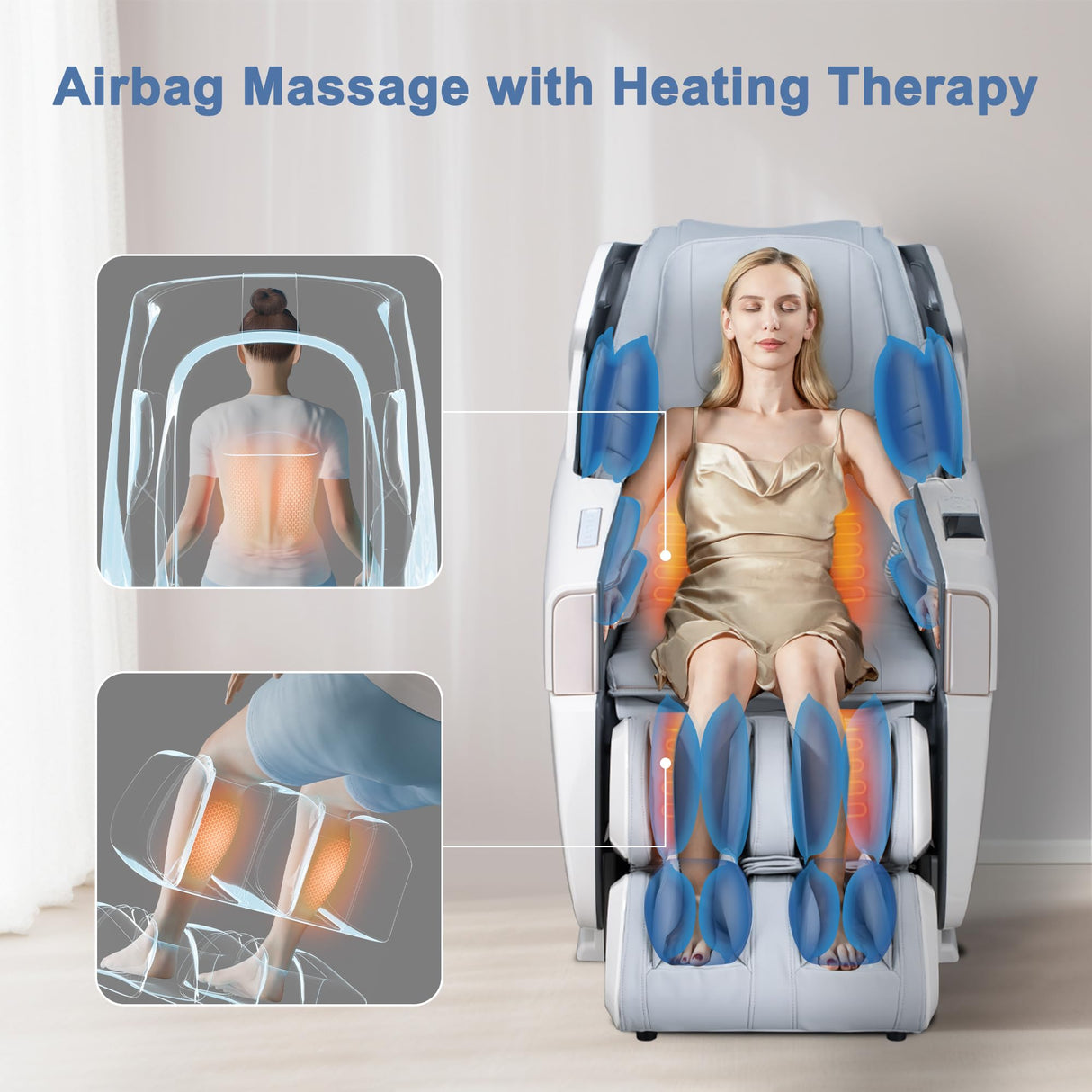 iBooMas 2025 Massage Chair Full Body, Zero Gravity Massage Chair Recliner with SL-Track, Upgraded Auto-Extend Footrest, Foot Rollers, App Favorite Function, Body Scan, Airbags, Heat(White+Grey) iBooMas