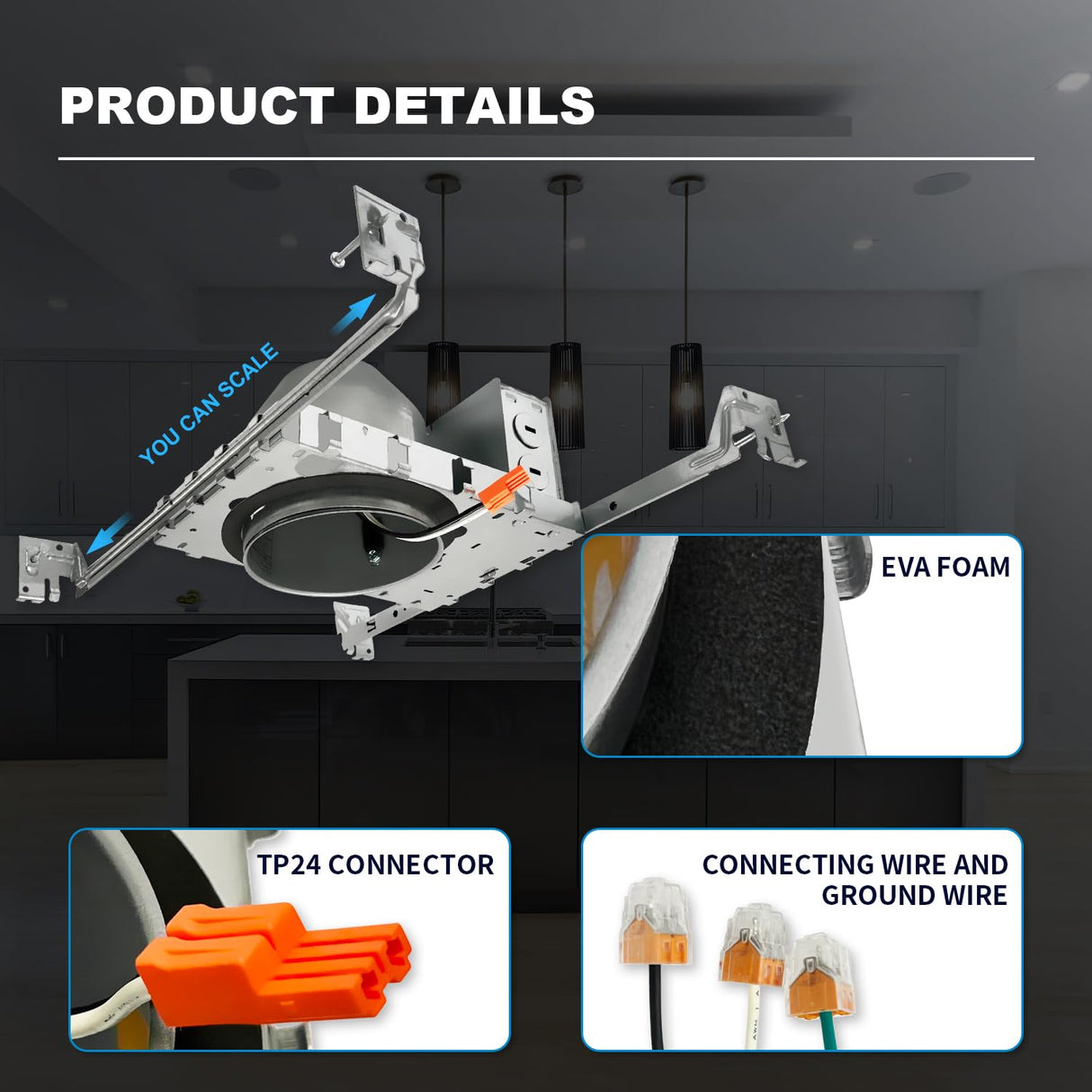 MW 6 Pack 4 Inch Recessed Lighting Housing Can Light New Construction, 4 Inch Shallow Can with TP24 Connector for LED Recessed Lighting, UL, ETL mw