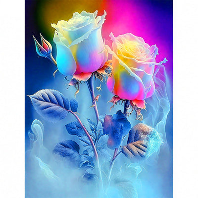 12"x16" Large Diamond Art Kit for Adults: Elegant Rose Flower Round Drill Painting - 5D Full Drill Diamond Art Flowers Beginner DIY Craft with Extra 30% Diamonds (Red and Blue Roses)