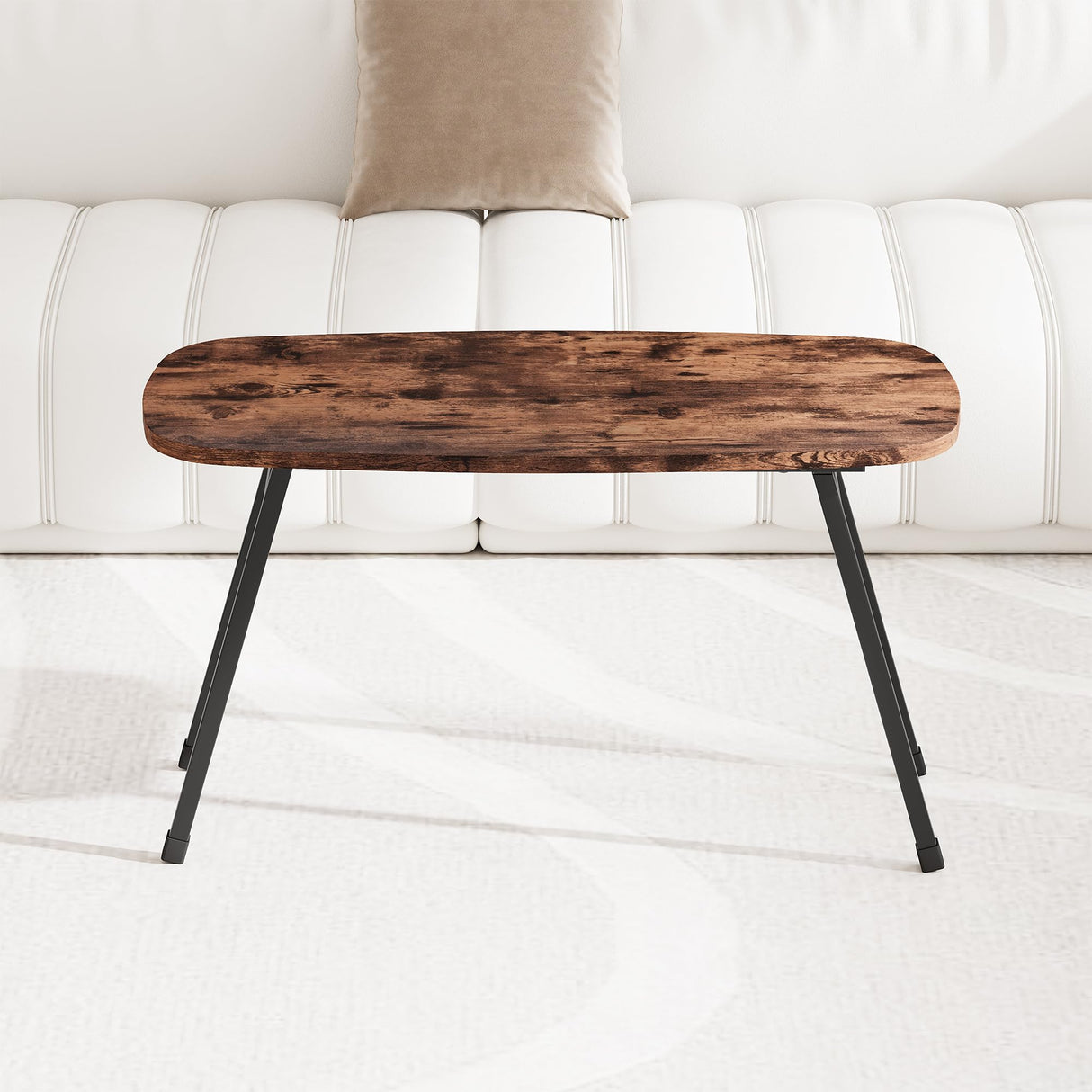 MUZERUL Folding Coffee Table Rustic Small Coffee Tables,Foldable Portable Table for Small Spaces,Rectangular Mid Century Coffee Table for Living Room, Home, Office,Easy Assembly 31.5"x15.7"x17.7" MUZERUL