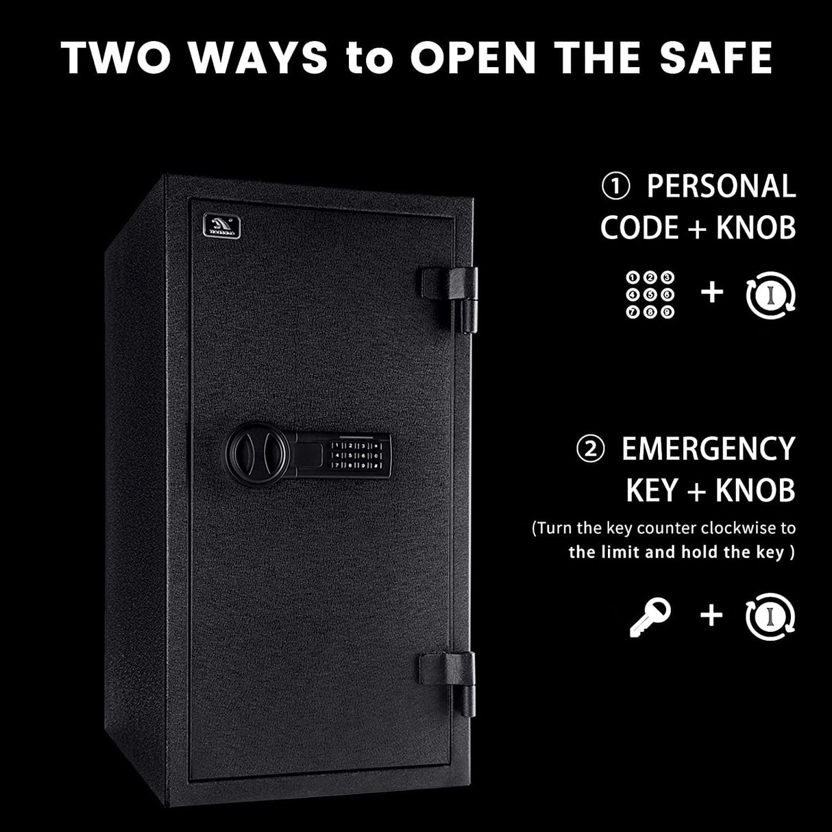 TIGERKING Fireproof Safe,3.47 Cubic Feet Home Safe Box, Large Steel Digital Safes Box with Digital Lock for Home and Office TIGERKING