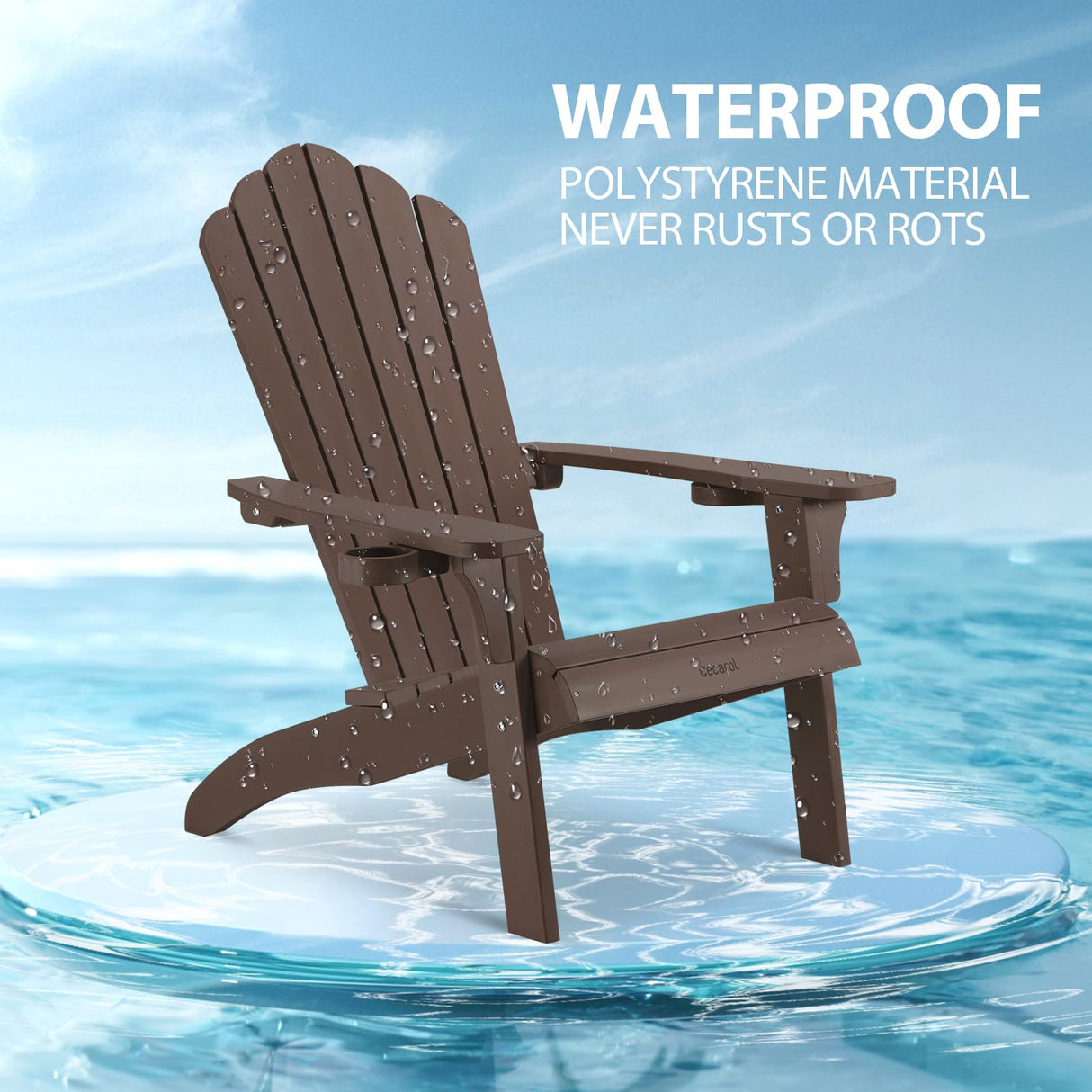 Cecarol Normal Size Adirondack Chair Plastic, Outdoor Fire Pit Chair with Cup Holder, Adirondack Patio Chair Weather Resistant for Outside, Porch, Lawn, Garden- AC01S, Coffee Cecarol