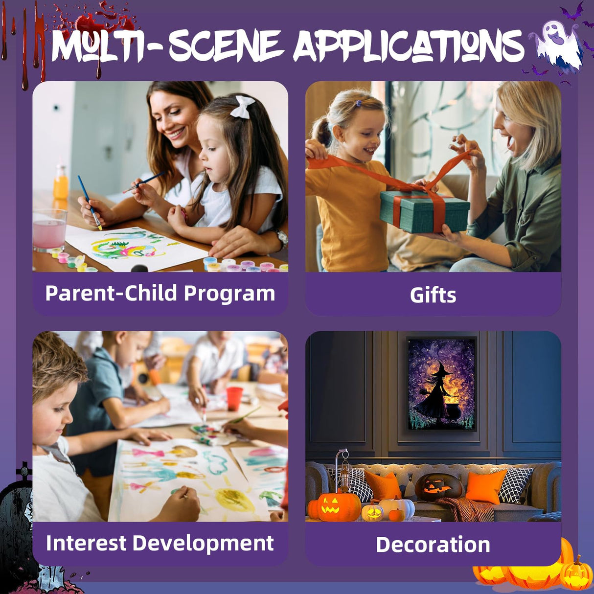 Aestalrcus Halloween Paint by Numbers Kit for Adults, Halloween Witch Paint by Numbers for Adults Beginner, Painting by Numbers Kits, Relaxation Home Wall Decoration and Gifts 16x20inch Aestalrcus