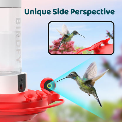 NETVUE Birdfy Hummingbird Feeder with Camera - 2K Dual Smart Cameras Solar Powered, Close-Up Bird Watching, Free AI Identify Hummingbird Species,Live