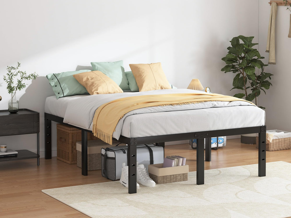 QEROMY Full Size Bed Frame - 18 in Sturdy Platform Bed Frame Full, Heavy Duty Metal Bed Frame No Box Spring Needed, Quick & Easy Assembly, No Noise, Black QEROMY