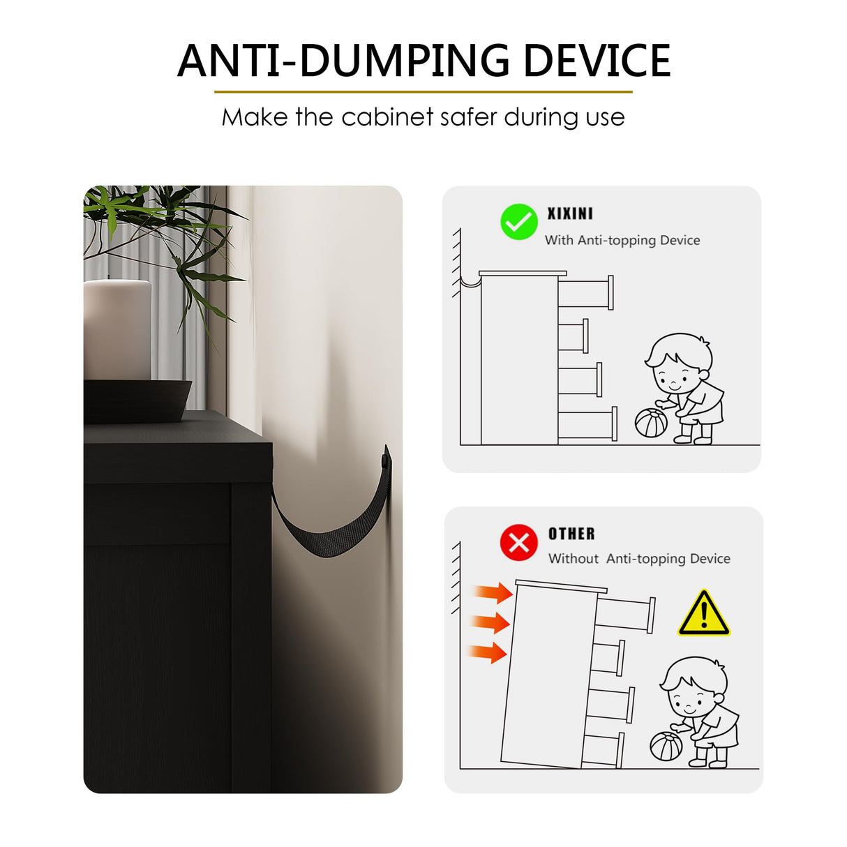 Dresser for Bedroom with 9 Drawers, Farmhouse Wood Chest of Drawers, Wide TV Stand Closet Storage Furniture with Metal Handle, Modern Clothes Organizer for Hallway, Living Room, Entryway, Black Xixini