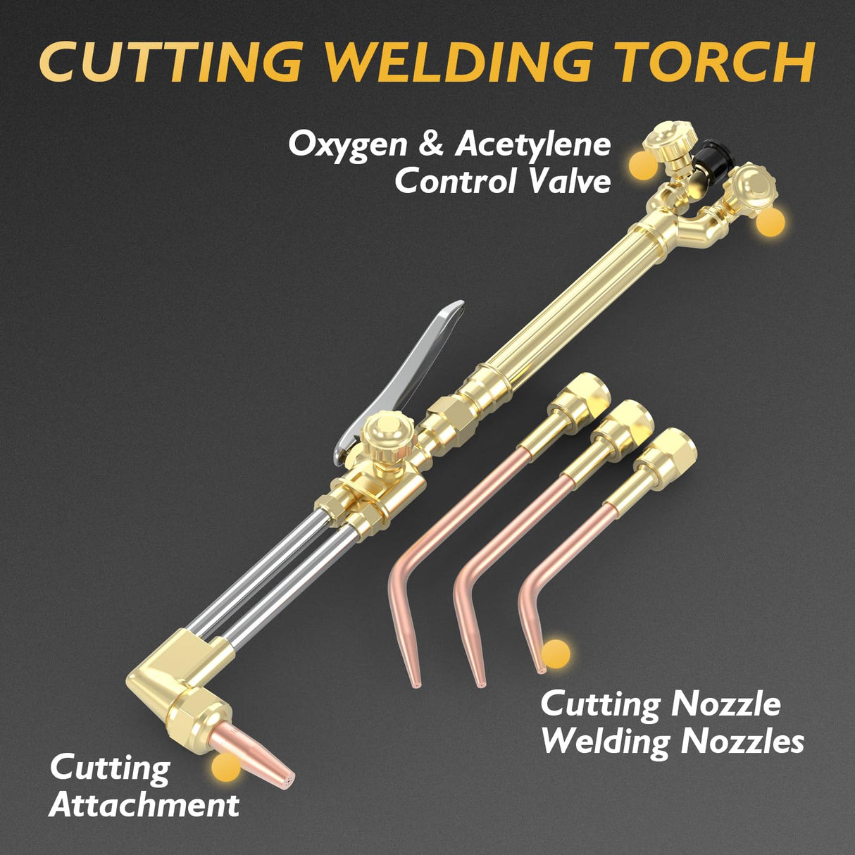 TOOLIOM Oxygen & Acetylene Torch Kit, Gas Cutting Welding Torch Set Welder Tools with Regulator Gauges Nozzles Hose TOOLIOM
