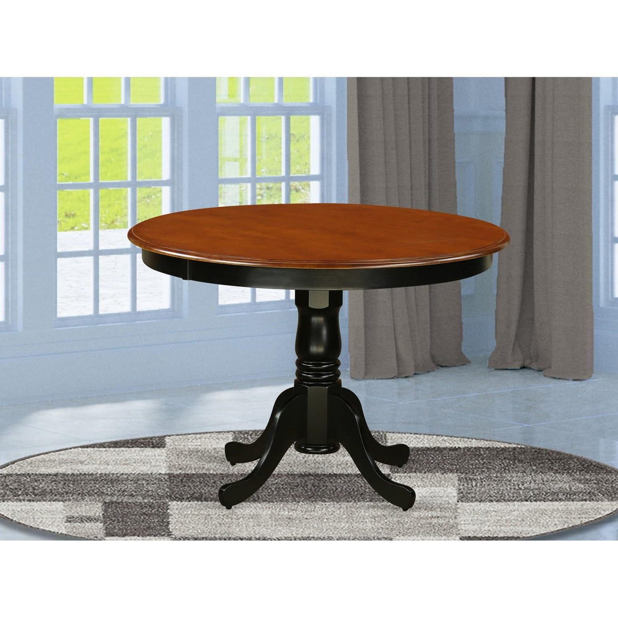 East West Furniture HLT-BCH-TP Hartland Kitchen Dining Table - a Round Wooden Table Top with Pedestal Base, 42x42 Inch, Black & Cherry East West Furniture