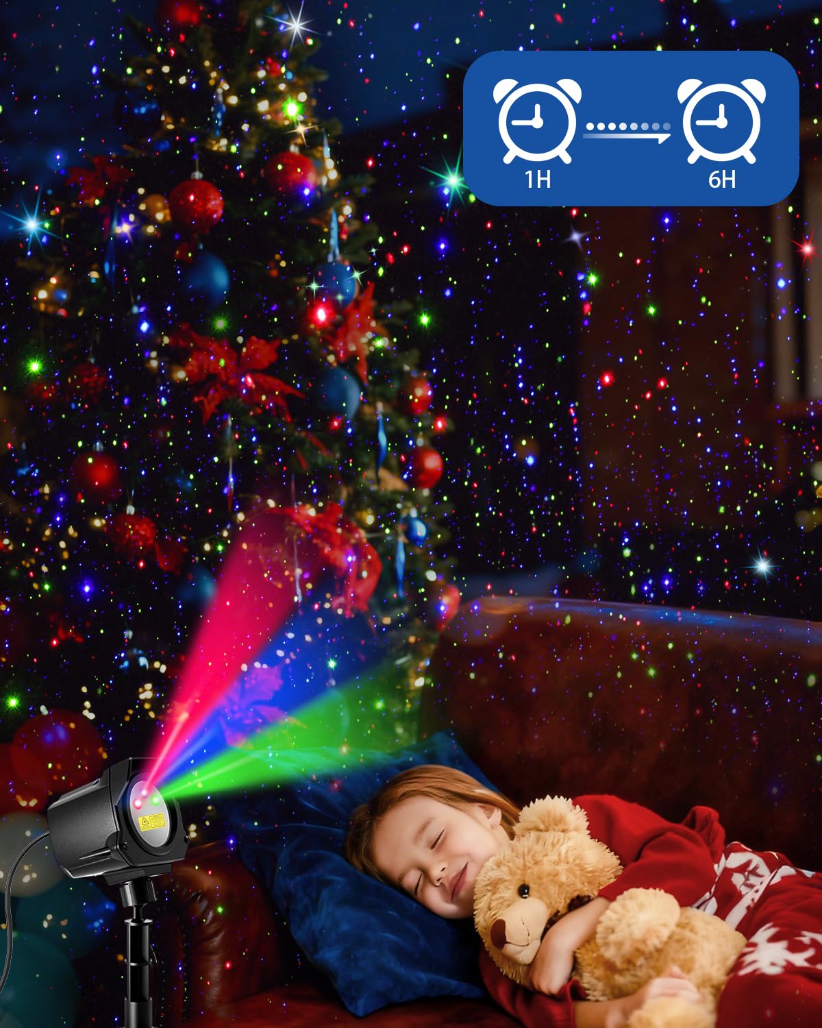 Yivsen Laser Christmas Projector Lights Outdoor, Christmas Halloween Decorations Stars Light Show, Efficient Heat Dissipation, Waterproof, Holiday Projector Decorations for House/Garden/Party/Wedding Yivsen