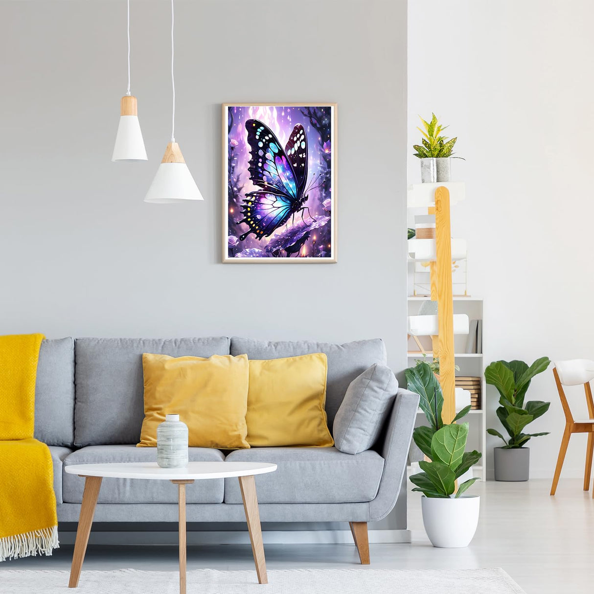 GDYEEH DIY 5D Fantasy Butterfly Diamond Art Kits, Round Full Drill Dreamland Diamond Painting Picture, Flowers Butterfly Painting by Numbers Art Kits for Adults Beginners Home Wall Decor 12x16 inch GDYEEH