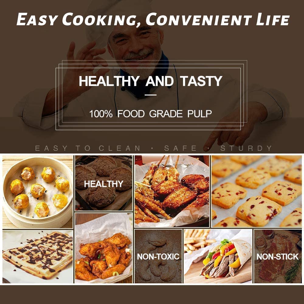 Numola Air Fryer Parchment Paper Liners, 100 Pcs Air Fryer Disposable Paper Liner for 3.4-7QT Air Fryer, 8 Inch Safe Air Fryer Paper, Non-stick Steamer Liner for Microwave, Steaming Basket Numola