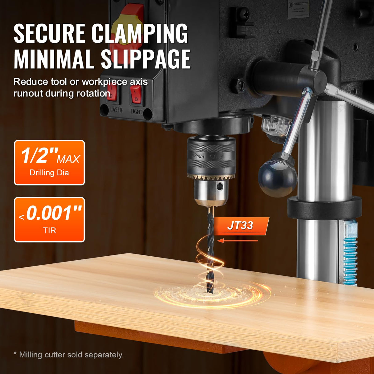 VEVOR 10 in Benchtop Drill Press, 6.2A Induction Motor, Tabletop Drilling Machine with 610/940 / 1500/2150 / 2800 RPM Adjustable Speed, 0-45° Tilting Worktable, LED Work Light, for Wood Metal VEVOR