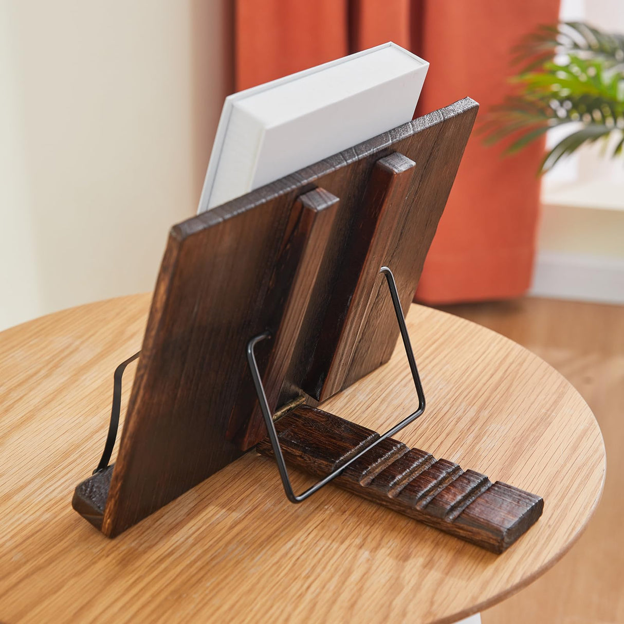 GZQWDC Wooden Book Stand Holder Adjustable,Portable Desktop Organizer for Cookbooks/Tablets,Hands Free Reading Rest with Ergonomic Design, Fits Books & iPads GZQWDC