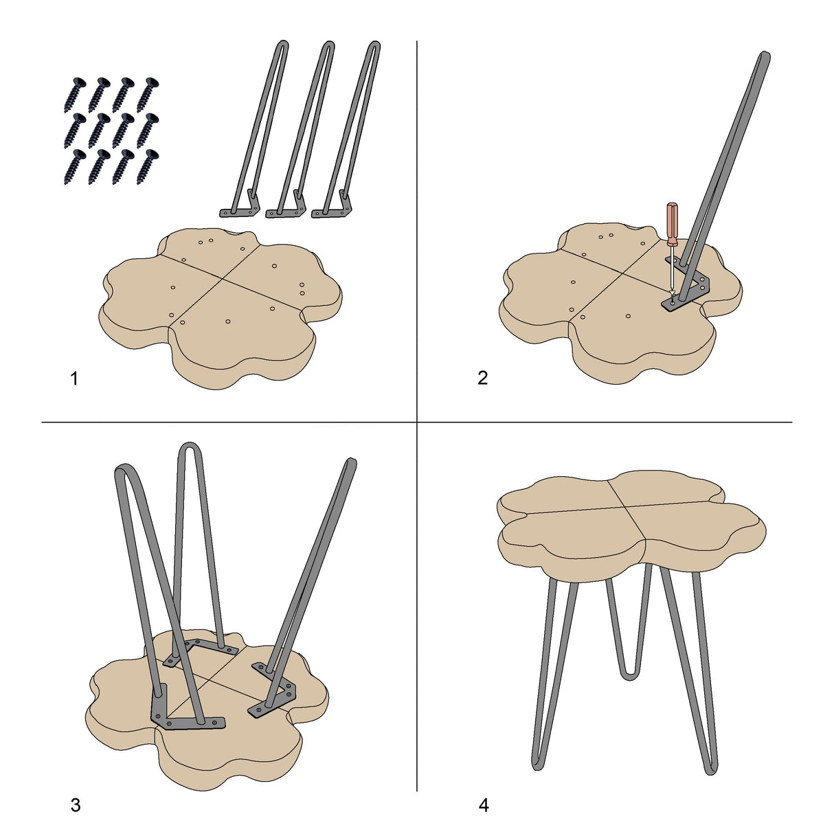 Warmaxx Natural Cedar Wood Live Edge Coffee Table 16" x 16" x 21" H Accent Vintage 4 Leaf Clover Wooden Side Table Solid Rustic Plant Stand Outdoor End Table Living Room Bedroom Sitting Area Warmaxx