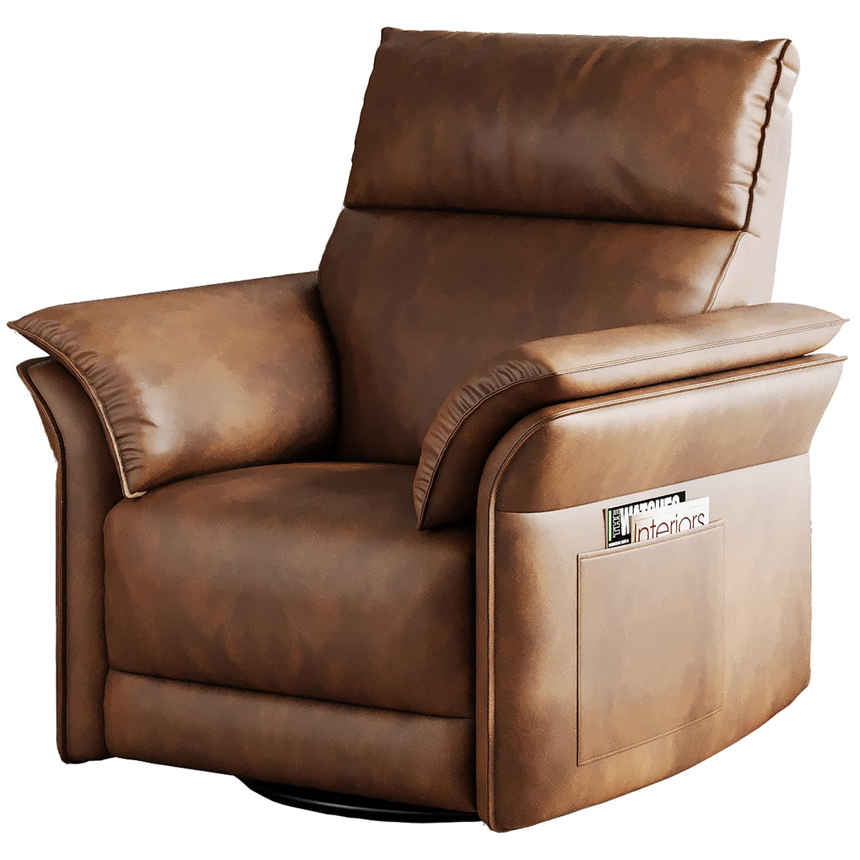 GarveeHome Power Recliner Chair, 270° Swivel Rocking Glider with USB Charging Port, PU Leather Upholstered Fabric and Double-Layer Armrests, Nursery Chair for Living Room, Nursery (Orange) GarveeHome