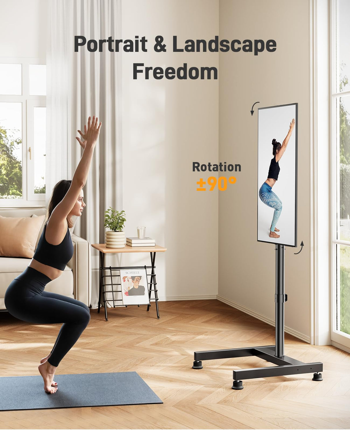 Perlegear Floor TV Stand with Mount for 26-50 inch TVs up to 55 lbs, TV Floor Stand with Rotation, Tilt, Level, Height Adjustable TV Stand for Bedroom/Living Room, Max VESA 300x300mm, PGFS12 Perlegear