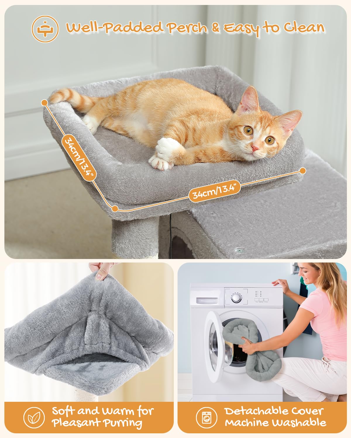PAWZ Road Cat Tree, 30 Inches Cat Tower with Dual Condos for Indoor Cats, Plush Cat House with Padded Perch, Scratching Ramp and Posts and Replaceable Balls-Gray PAWZ Road