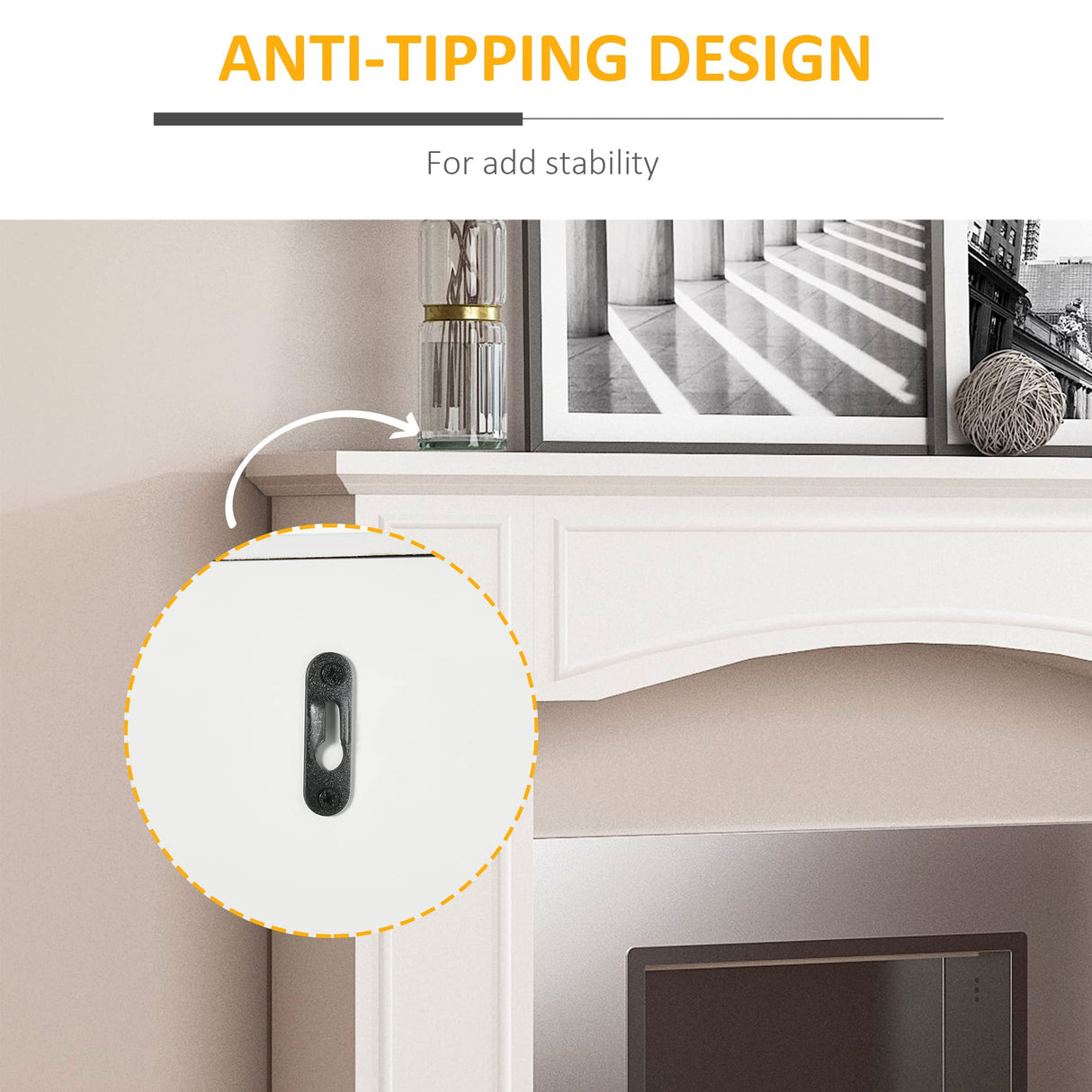 HOMCOM Modern Fireplace Mantel, Surround Mantels for Fireplace with Decorative Pattern Interior Width 29" White HOMCOM