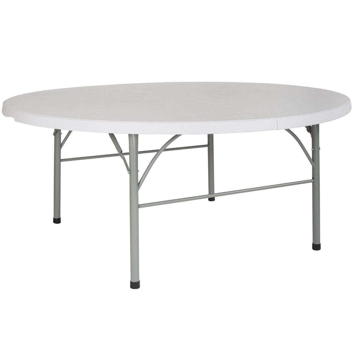 Flash Furniture Stonewall 6' Round Plastic Folding Event Table with Carrying Handle, Bi-Fold Portable Banquet Table for Indoor/Outdoor Events, White Flash Furniture
