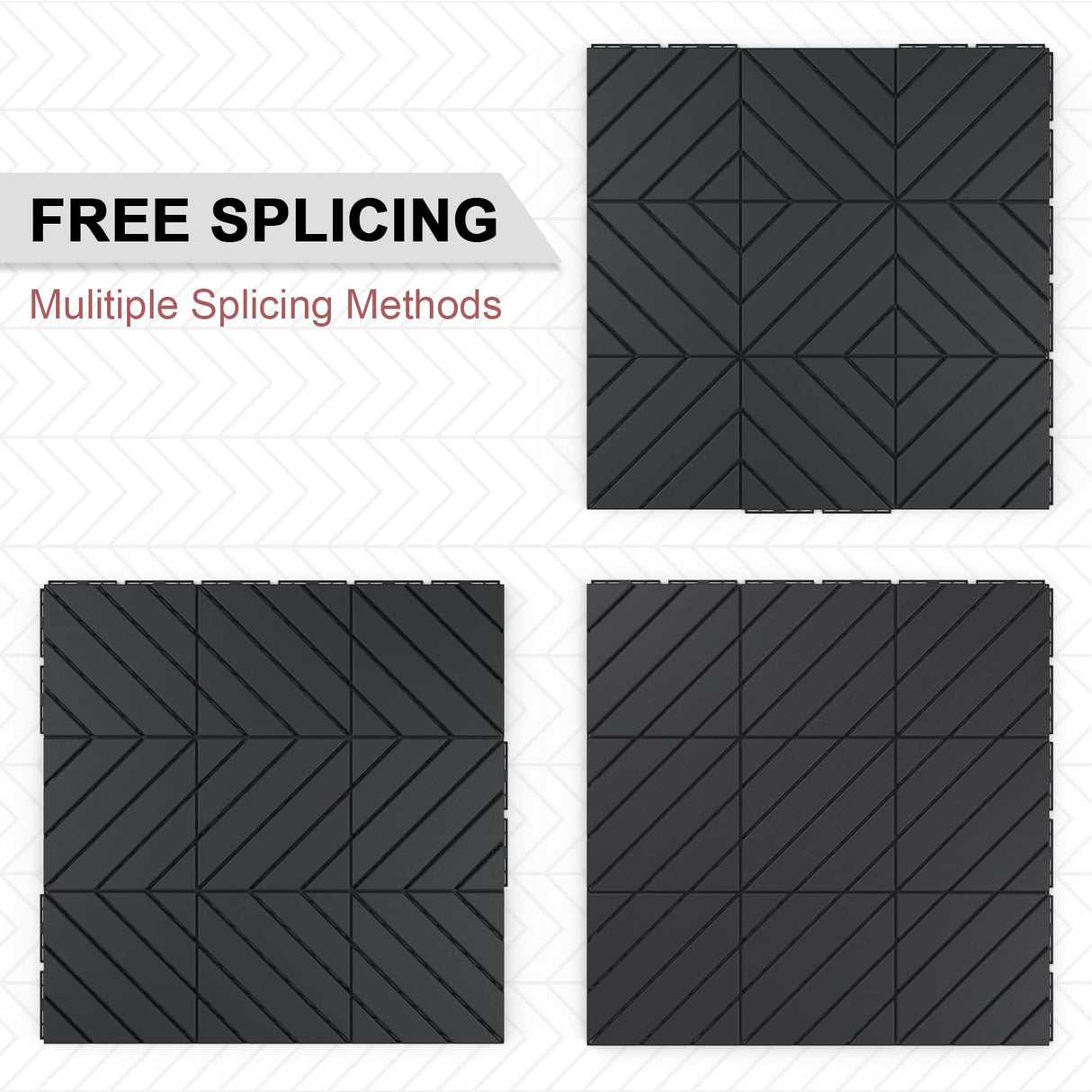 VANCASTLE Plastic Interlocking Deck Tiles, 11.8"x11.8"(Pack of 9), Patio Flooring Outdoor Waterproof All Weather Use for Garden Poolside Front/Back Yard, Dark Grey VANCASTLE