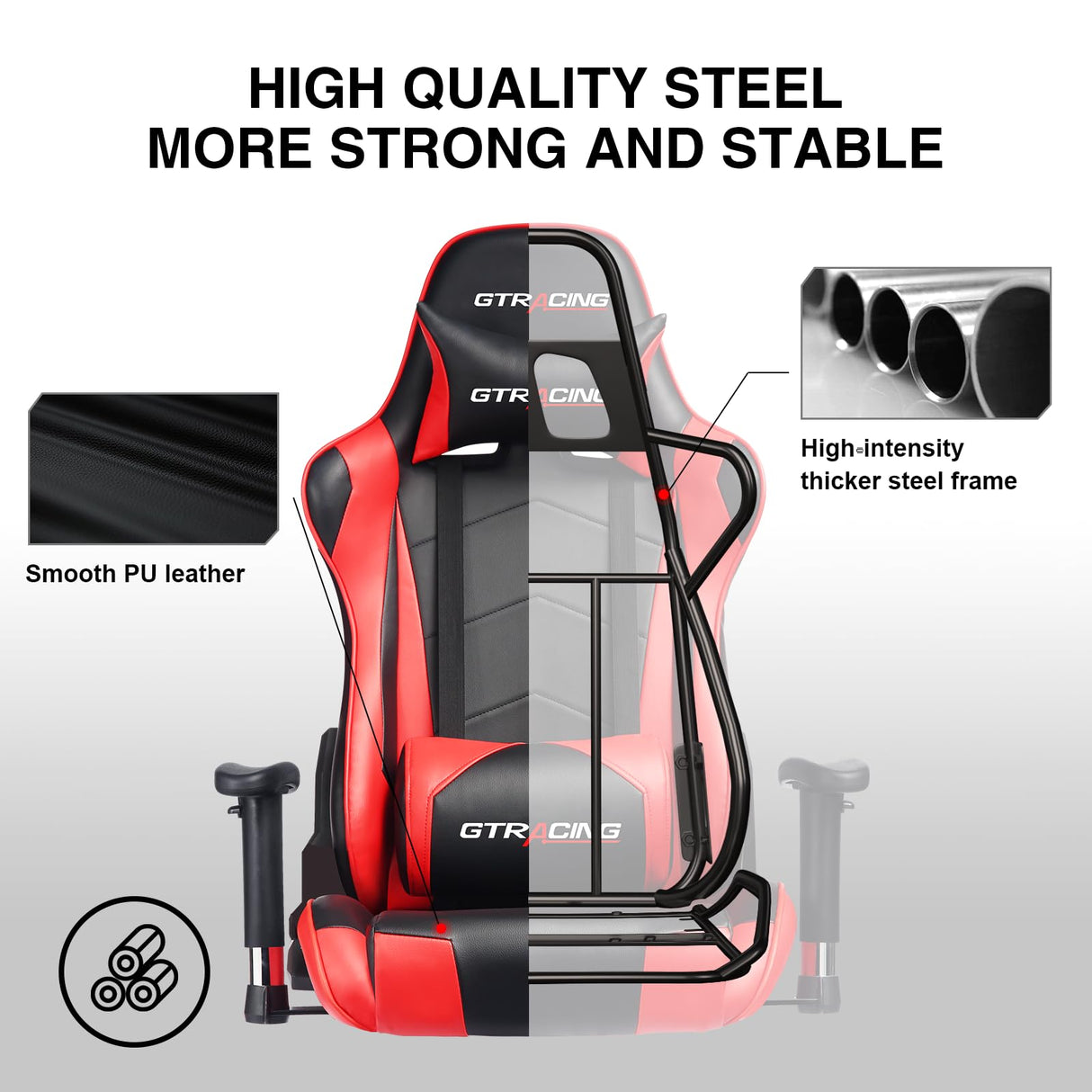 GTRACING Gaming Chair Racing Office Computer Ergonomic Video Game Chair Backrest and Seat Height Adjustable Swivel Recliner with Headrest and Lumbar Pillow Esports Chair (Red) GTRACING