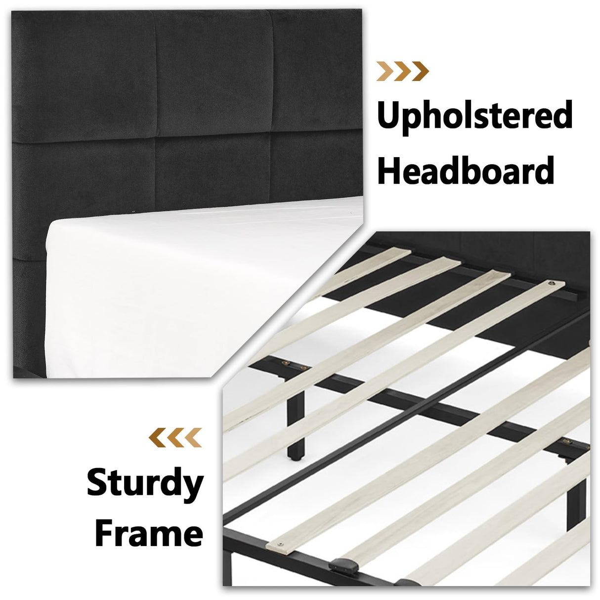 MWrouqfur Velvet Corner Bed Frame Full, Upholstered Corner Daybed with Drawers, Full Size Day Bed Frame with Storage, Classic Tufted Design, Reversible Left Or Right (Black, Queen) MWrouqfur