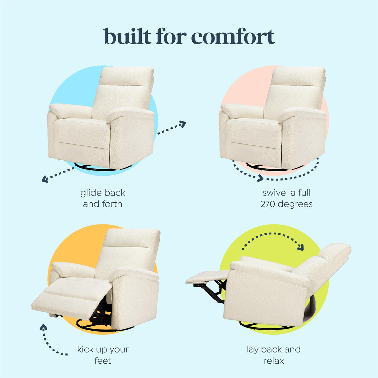 DaVinci Suzy Power Recliner - Swivel Nursery Glider with USB Port - Electric Recliner Chairs for Adults - GREENGUARD Gold Certified - 270° Reclining Rocking Chair for Nursery & Living Room - Vanilla DaVinci