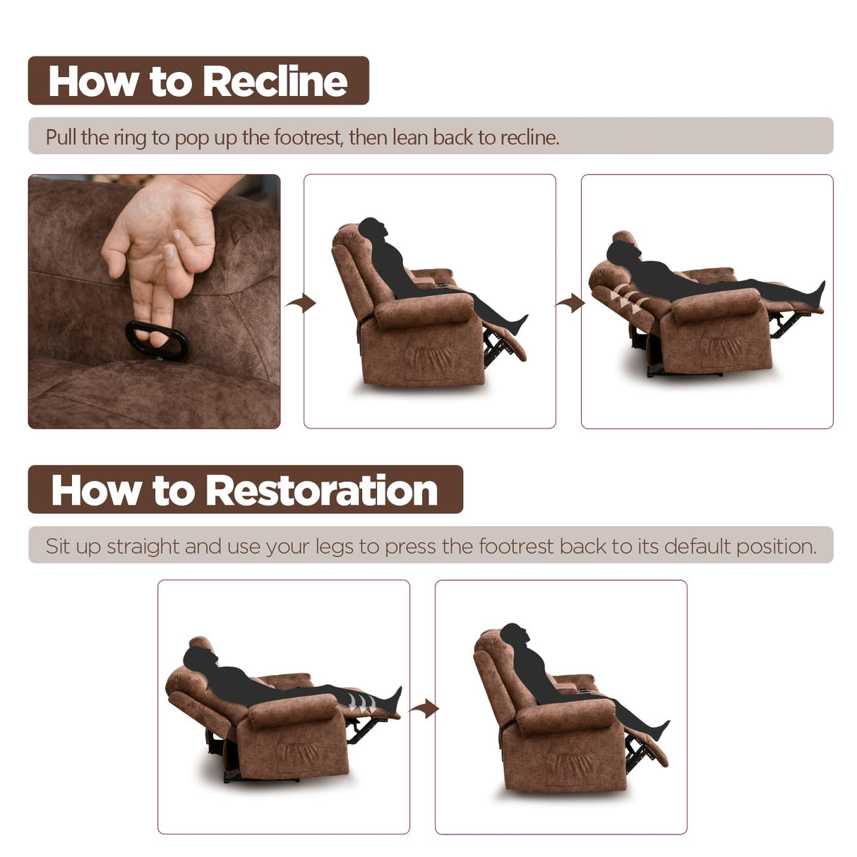TPHORK RV Loveseat Recliner with Console, Reclining Loveseat Sofa, Manual Home Theater Seating with Pockets/Cup Holders for Living Room/RV Furniture (Velvet Brown) TPHORK