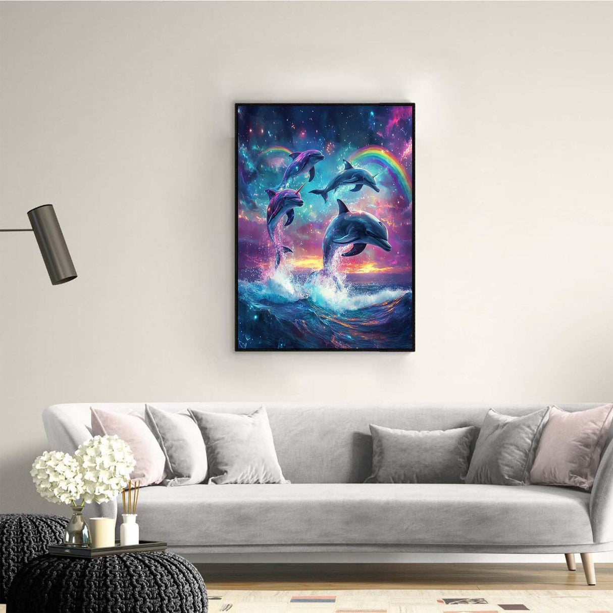 Ginfonr DIY 5D Diamond Art Kits for Adults, Dolphin Diamond Painting for Adults, Diamond Art Animal Full Drill, Diamond Art Kits Embroidery Rhinestone Craft for Home Wall Decor 12 * 16 Inch8173 Ginfonr