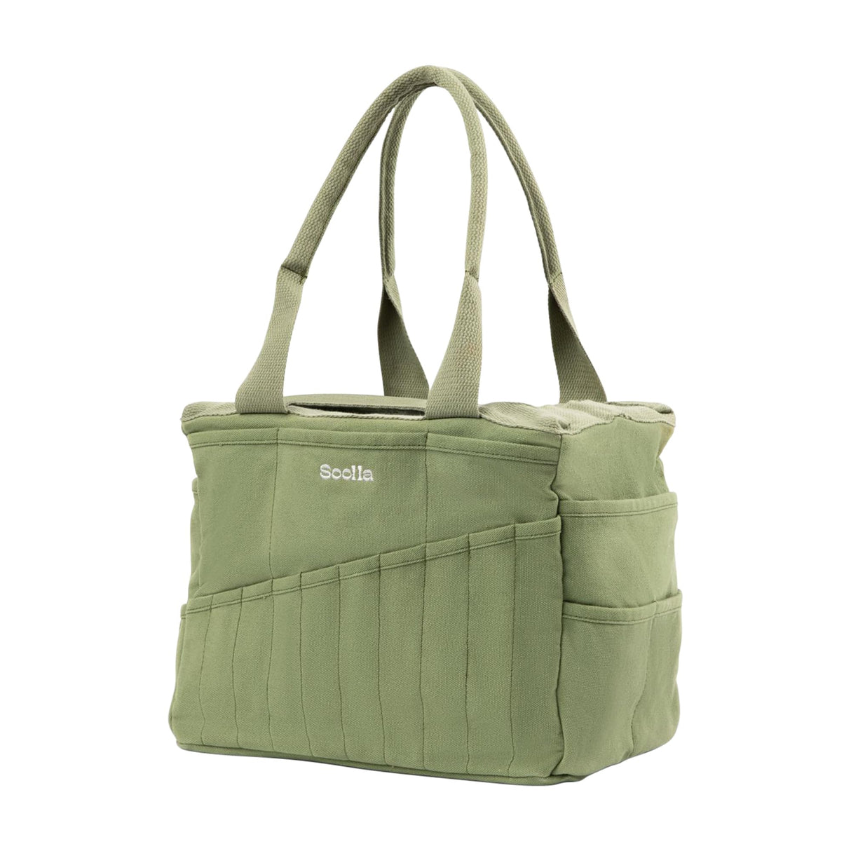 Soolla Studio Bag: Pottery Tool Bag, Art Supply Storage, Knitting Yarn Organizer, Crochet Projects, & Washable Craft Tote, 30 Pockets, 25+ Canvas Colors, Student Artist Gift (Ganja Green) Soolla