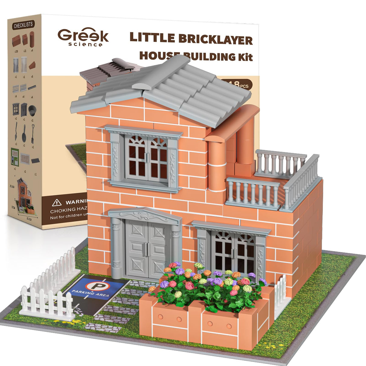 Mini House Building Kit for Kids Age 8+ - Block Building Toys with Real Mini Bricks, STEM Creative Gifts for Boys Girls- DIY Tiny House Construction Set Greek Science