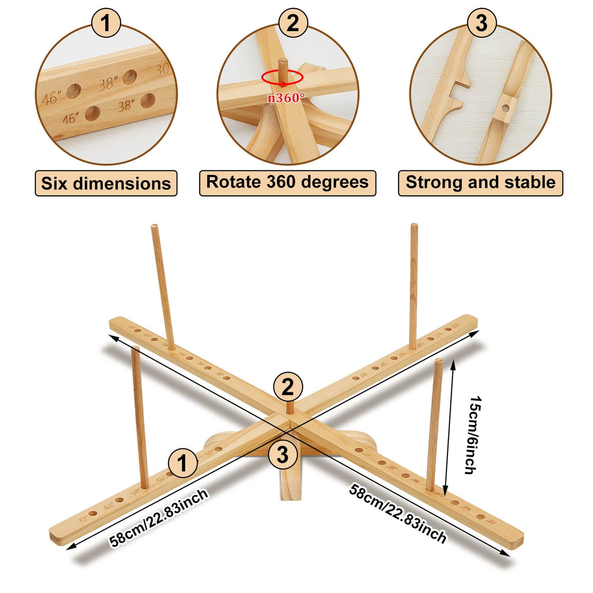 Juexica Amish Style Wooden Yarn Swift - 2 Pcs Ball Yarn Spindle Holder for Arts & Crafts Knitting Accessories Juexica