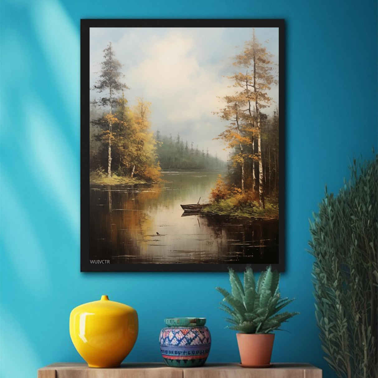 DIY Paint by Number Kits for Adult Beginner, Peaceful Fishing Lake, Paint by Numbers Kits for Adults, Canvas Painting Gift Kit for Modern Home Wall Decor, 40x50cm WUIVCTR