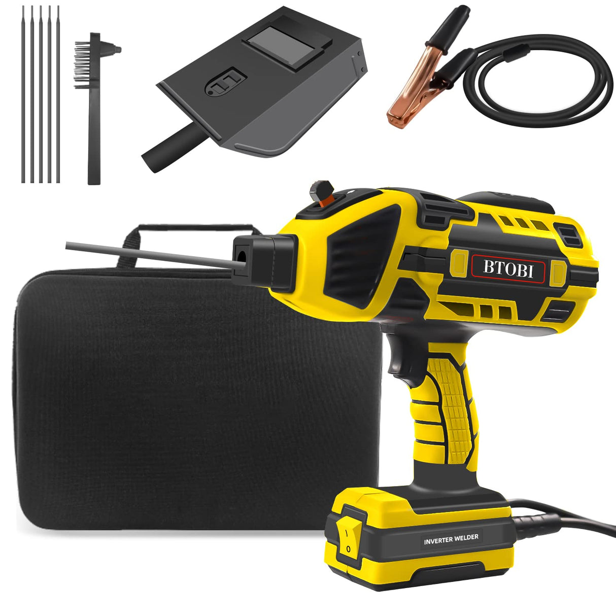 Welding Machine Handheld, Portable ARC Welder Hand Held Welder Machine, for 3/32"-1/8" Stick Welder,BTOBI 110V, IGBT Inverter with Welding Tool Set and Toolbox BTOBI