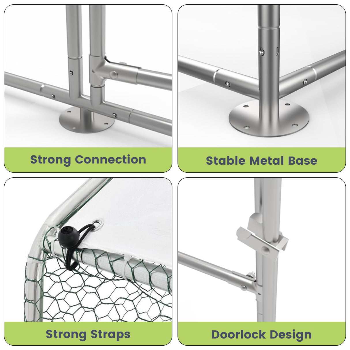 ShiningLove Large Metal Chicken Coop, Walk-in Poultry Cage, Chicken House with Waterproof and Anti-Ultraviolet Cover for Outdoor Yard Farm Silver 9.8X6.5X6.5FT ShiningLove