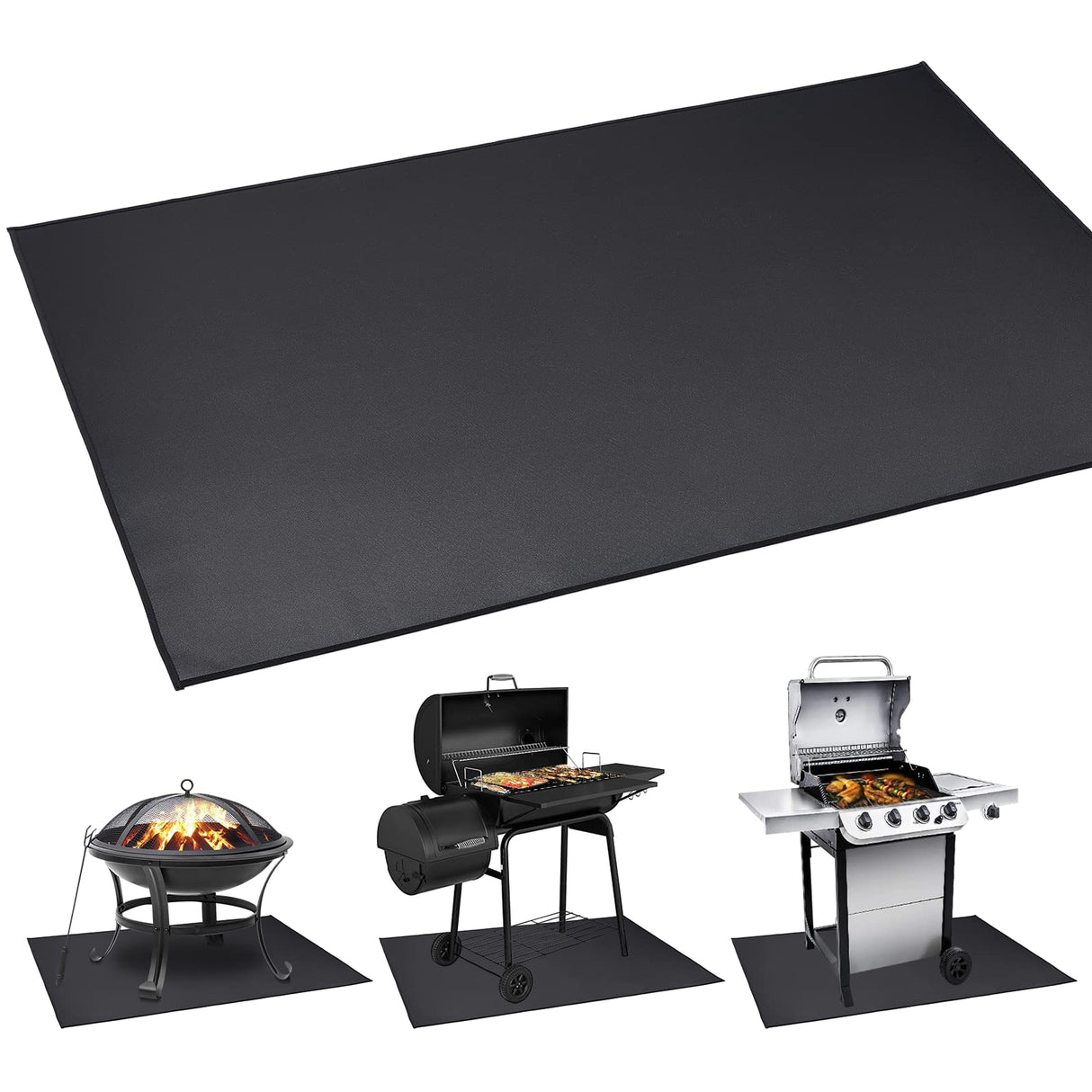 Large Under Grill Mat 60 ×40 Inch for Outdoor Charcoal, Smokers, Gas Grills, Deck and Patio Protective Mats, Fireproof Grill Pads, Indoor Fireplace Mat Prevents Ember Damage Wood Floor Cvtayn