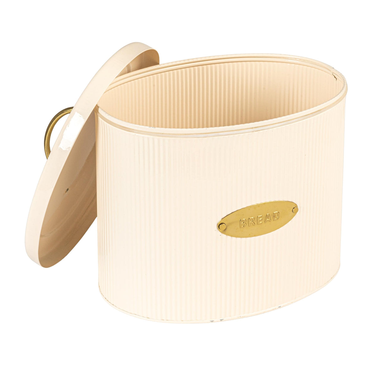 Creative Co-Op DF2516 Oval Metal Lid Bread Box, Off-White Creative Co-Op