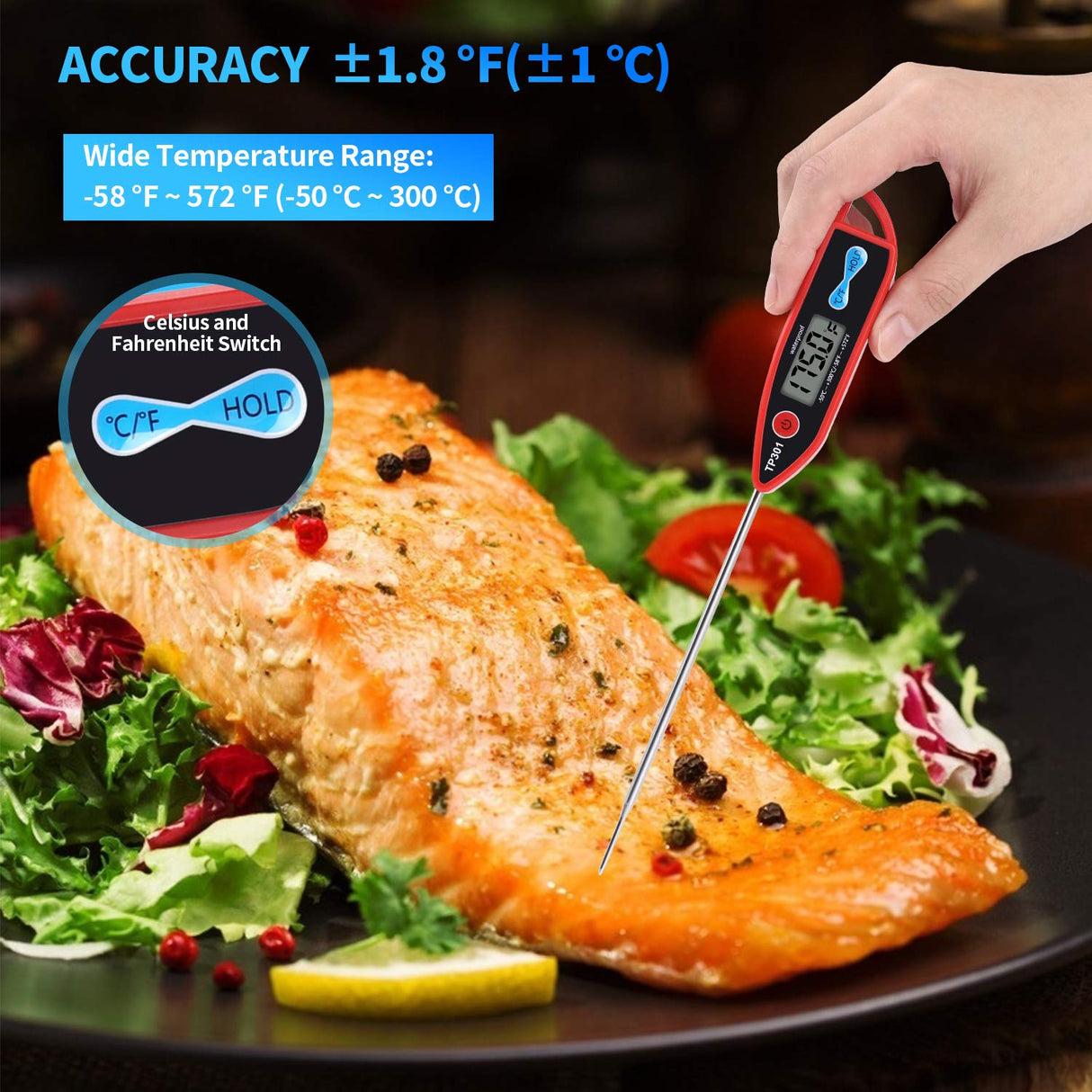 Yacumama Digital Water Thermometer for Liquid, Candle, Instant Read with Waterproof for Food, Meat, Milk, Long Probe Yacumama