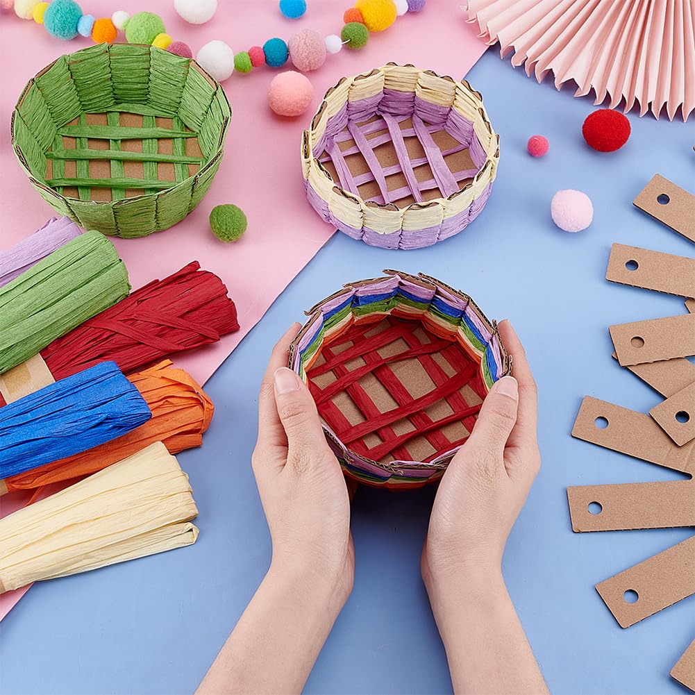 FREEBLOSS 12 Set Basket Making Kit Creative Raffia Basket with Instruction Easter Basket Making Kit Basket Weaving Supplies for Adults Creative Woven Bowl Kits for Easter Activities 8 * 8'' Template FREEBLOSS