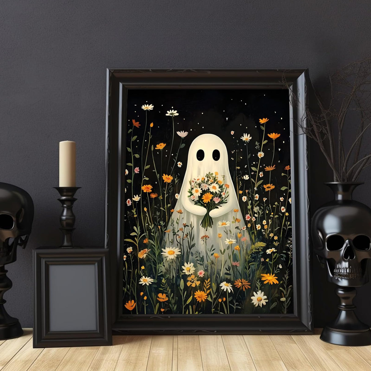 Halloween Paint by Numbers Kit for Adults, Ghost Paint by Number for Adults on Canvas, Acrylic Ghost Halloween Paint by Number for Adult Beginners for Gift Home Decor 16x20 Inch hkejoi