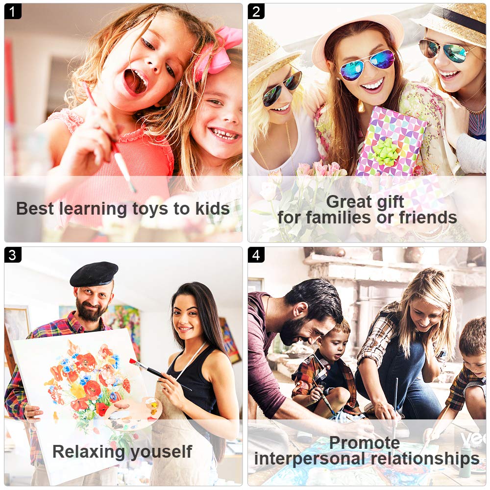 Paint by Numbers for Adults, DIY Girls Adult Paint by Numbers Kits on Canvas Flowers Painting Kits for Kids Beginner 16x20 inch Flameless Oil Painting Kits Gift for Kids and Adults TUMOVO