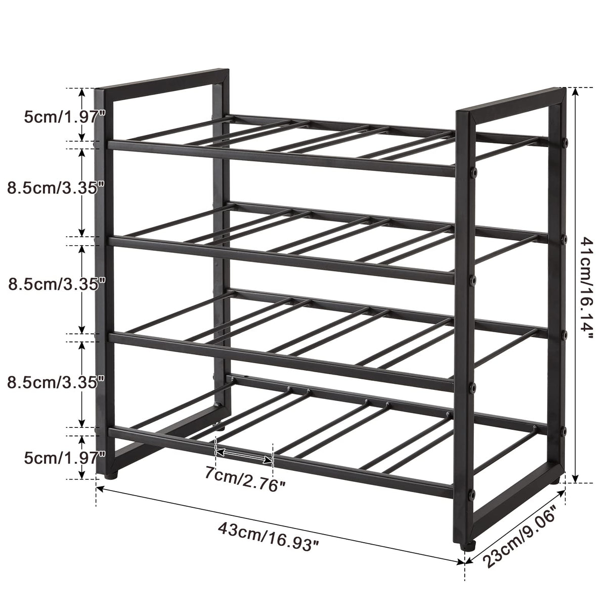 IBUYKE Wine Racks Countertop, 4 Tiers Metal Wine Rack,Wine Rack Freestanding Storage 16 Bottle Capacity, for Home Kitchen, Pantry, Wine Cellar, Bar, Black UTMJ903H IBUYKE