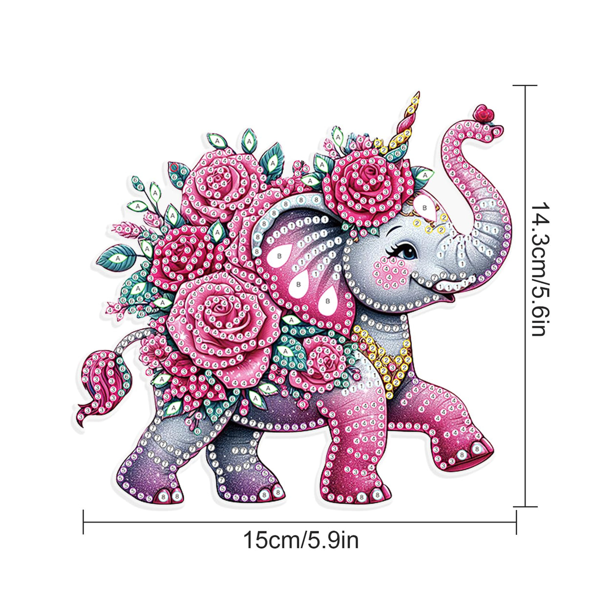 JISHSHAY Diamond Painting Pendant 5D DIY Elephant Flower Art Wind Chime Special Shaped Crystal Suncatcher Garden Outdoor Keyrings Decor JISHSHAY