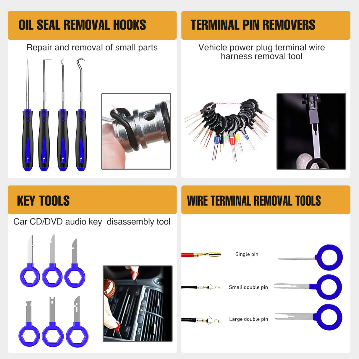 GOOACC 238Pcs Trim Removal Tool, Auto Push Pin Bumper Retainer Clip Set Fastener Terminal Remover Tool Adhesive Cable Clips Pry Kit Car Panel Radio Removal Auto Clip Pliers (GRC-207) GOOACC