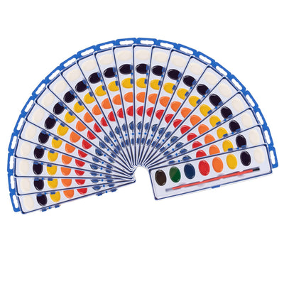 Neliblu Watercolor Paint Set for Kids - Pack of 24 Water Coloring Set with 8 Washable Colors & Paintbrush - Arts & Craft Supply for Parties, Schools, and Art Lessons - Spark Creativity in Children