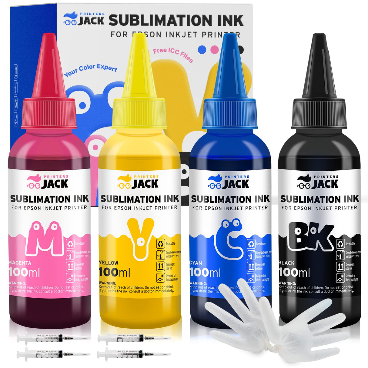 Printers Jack 400ML Sublimation Ink for Supertank 15000 C88 C88+ WF7720 ET2720 ET4760 ET2760 ET2750 WF7820 Inkjet Printers Heat Press Transfer on Mugs, Plates, Polyester Shirts, Phone Cases etc Printers Jack