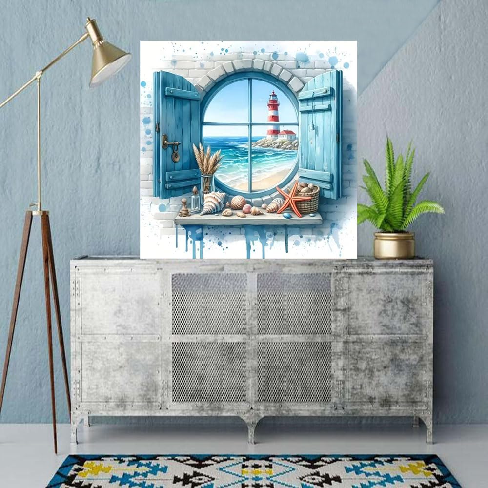 ZQEATRY Lighthouse 5D Diamond Painting Kits for Adults,DIY Round Lighthouse Landscape Theme Diamond Art Kits for Beginners,Full Drill Mosaic Art for Adults Relax Home Wall Decor 11.8 X 11.8Inch ZQEATRY