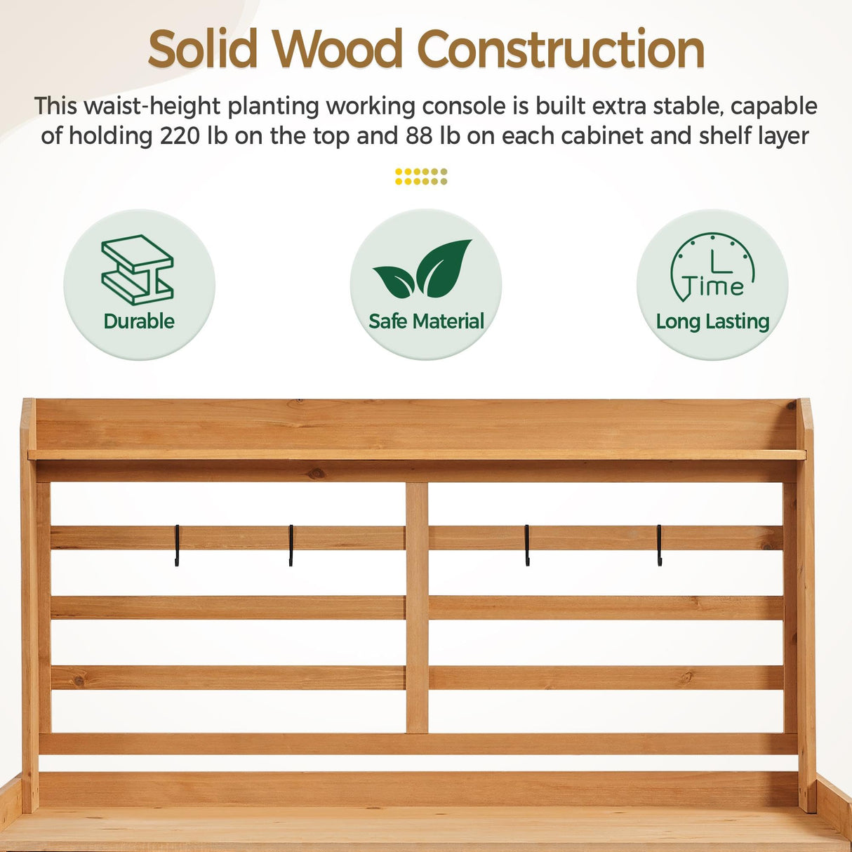 Yaheetech Outdoor Potting Bench, Large Horticulture Work Table Workstation with Storage Cabinet Shelf & Planting Working Console for Patio/Lawn/Garden - Wood Yaheetech