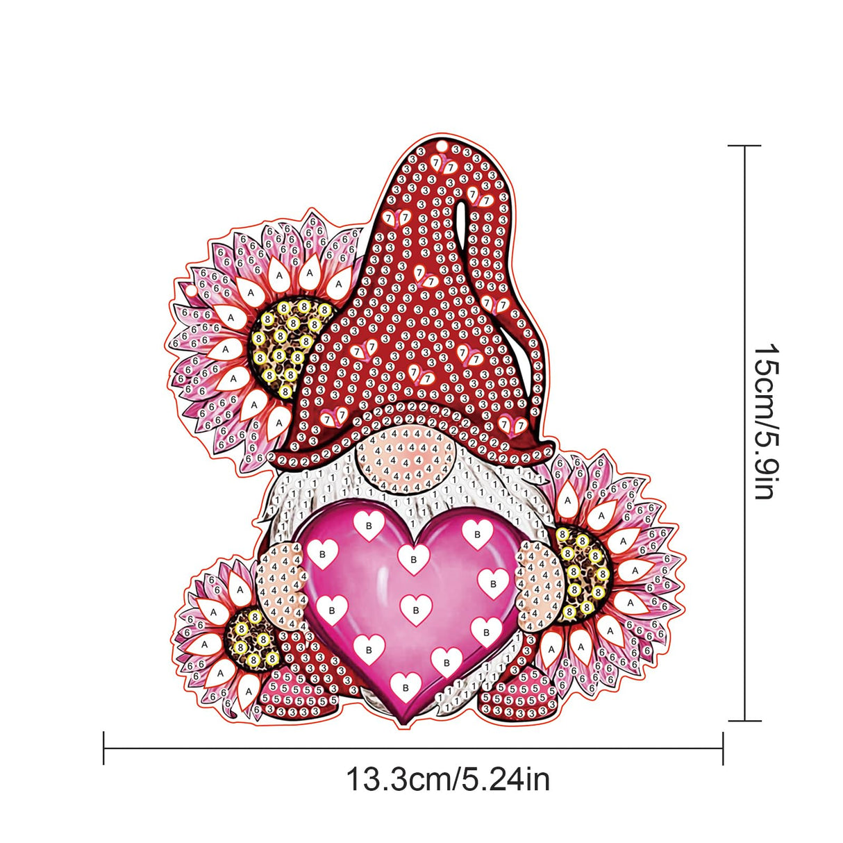 AiYuanzsh Love Gnome Diamond Painting Hanging Ornament, DIY 5D Diamond Art Pendant with Heart and Flowers, Special-Shaped Diamond Kit for Valentine's Day or Romantic Home Decoration AiYuanzsh